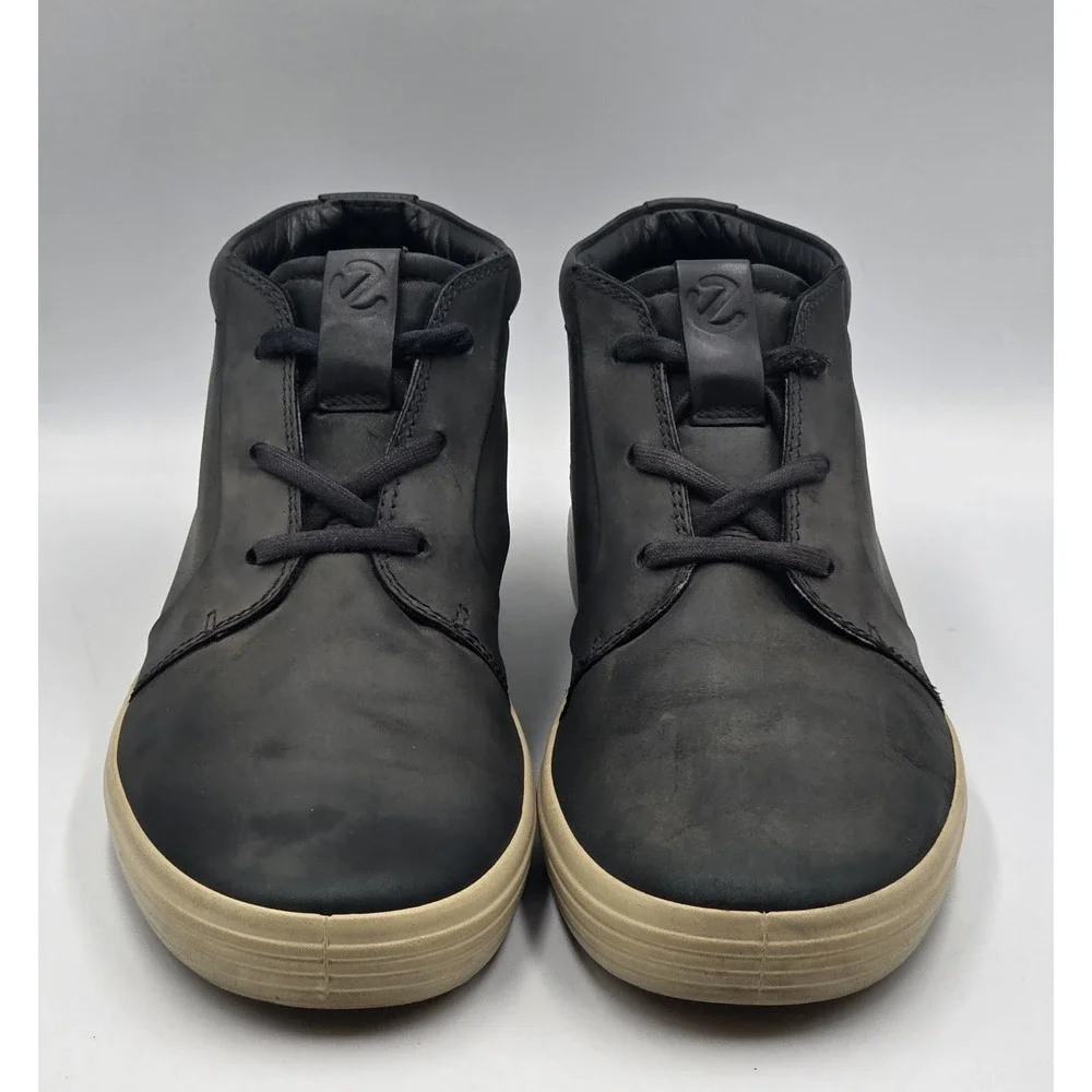 ECCO Soft 7 High Top Sneaker Boots Black Nubuck Leather Mens US 9 EU 43